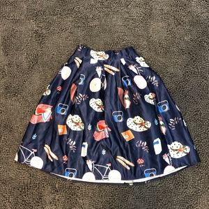 Modcloth Midi Knee Length High Waisted Skirt S/M
